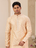 Peach Art Silk Party Wear Kurta Pajama