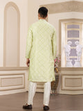 Green Art Silk Kurta Pajama For Men