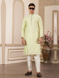 Green Art Silk Kurta Pajama For Men