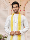 White Festive Kurta Pajama With Stole
