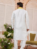 White Festive Kurta Pajama With Stole