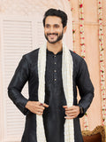 Black Festive Wear Kurta Pajama With Stole
