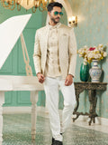 Beige Sequin Embroidered Jodhpuri Suit