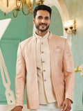 Peach Sequin Embroidered Jodhpuri Suit