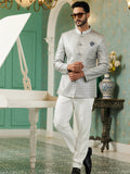 Grey Zari Embroidered Jodhpuri Suit