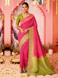 Traditional Pink Woven Art Silk Saree