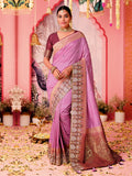 Purple Woven Embroidered Art Silk Saree