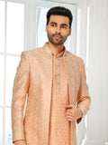 Peach Sequin Embroidered Indo Western Sherwani