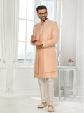 Peach Sequin Embroidered Indo Western Sherwani