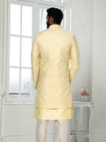 Yellow Sequin Indo Western Sherwani in Art Silk