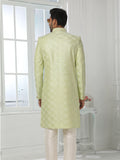 Green Art Silk Embroidered Indo Sherwani
