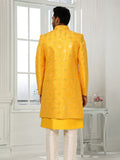 Mustard Yellow Sequin Indo Western Sherwani
