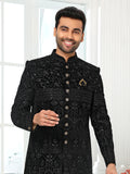 Black Art Silk Indo Western Sherwani