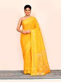 Yellow Zari Embroidered Banarasi Saree