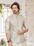 Pista Green Art Silk Embroidered Kurta Pajama Set