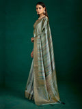 Grey Zari Woven Tussar Silk Saree