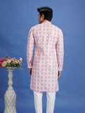 Pink Cotton Embroidered Kurta Pajama