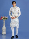 Multicolor Cotton Embroidered Kurta Pajama