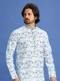 Blue Sequin Embroidered CottonKurta Pajama