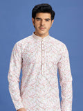 Pink Cotton Embroidered Festive Kurta Pajama