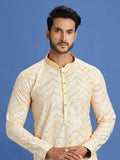 Yellow Cotton Embroidered Festive Kurta Pajama