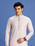 Peach Cotton Embroidered Kurta Pajama