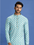 Blue Thread Embroidered Festive Kurta Pajama