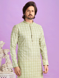 Green Digital Printed Kurta Set In Cotton