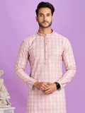Pink Readymade Men's Kurta Pyjama Set