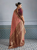 Pink Woven Embroidered Kanjivaram Silk Saree
