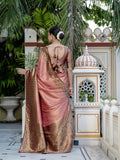 Pink Woven Embroidered Kanjivaram Silk Saree