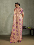 Peach Art Silk Meenakari Woven Festive Saree