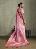 Baby Pink Art Silk Meenakari Woven Saree
