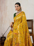 Yellow Silk Woven Meenakari Saree