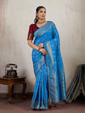 Blue Woven Silk Meenakari Saree