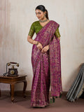 Magenta Silk Woven Meenakari Festive Saree