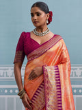 Peach Kanjivaram Silk Saree In Woven Work
