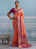 Peach Kanjivaram Silk Saree In Woven Work