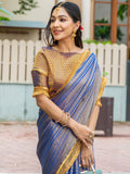 Blue Silk Saree In Zari Woven Work