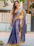 Blue Silk Saree In Zari Woven Work
