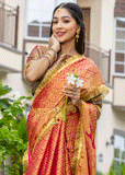 Pink Festive Wear Saree In Zari Weaving