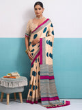 Peach Digital Printed Party Saree In Silk
