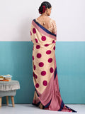 Light Peach Silk Saree In Digital Print