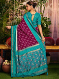 Wine Art Silk Party Wear Saree In Print