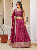 Wine Georgette Embroidered Lehenga Choli