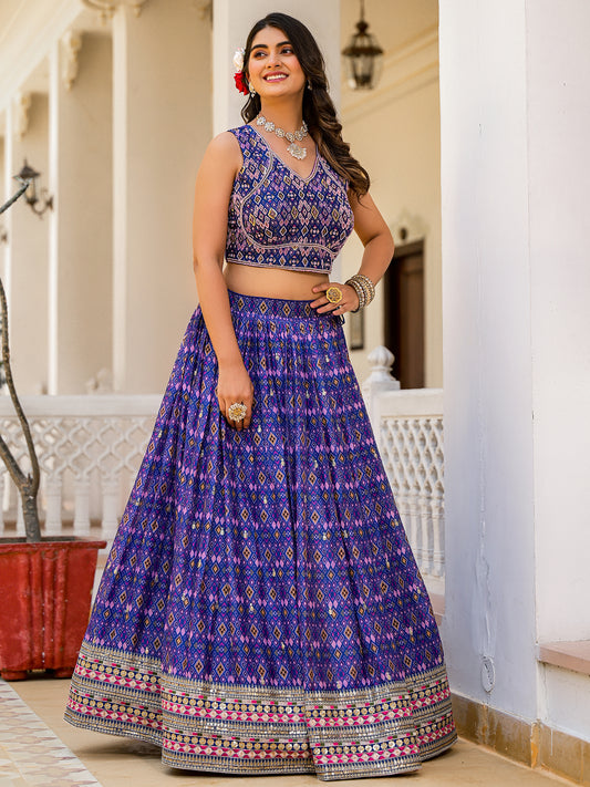 Royal Blue Festive Lehenga Choli
