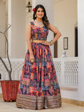 Multicolor Georgette Printed Lehenga Choli