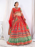 Red Digital Printed lehenga Choli