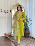 Readymade Green Viscose Embroidered Salwar Suit