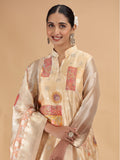 Fesive Beige Embroidered Readymade Salwar Kameez